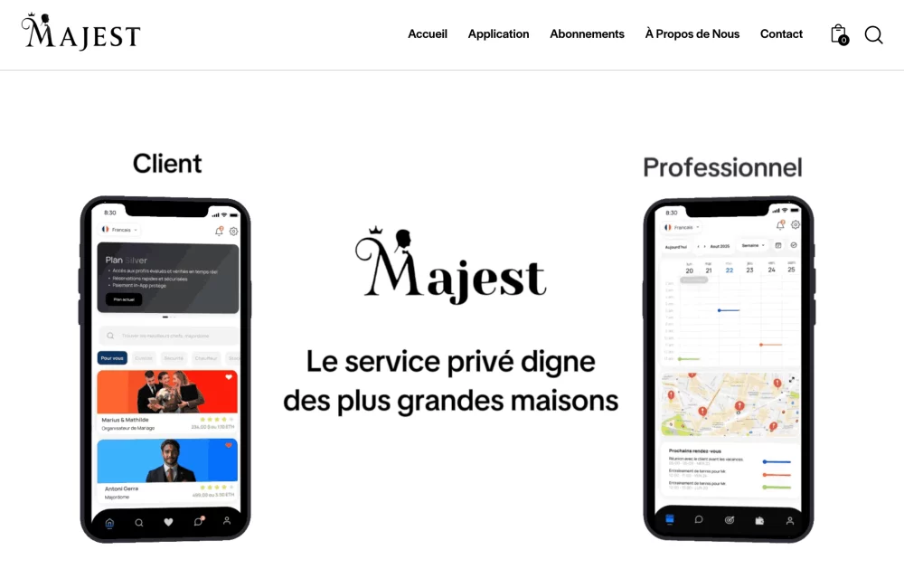 Création site internet pour application Majest